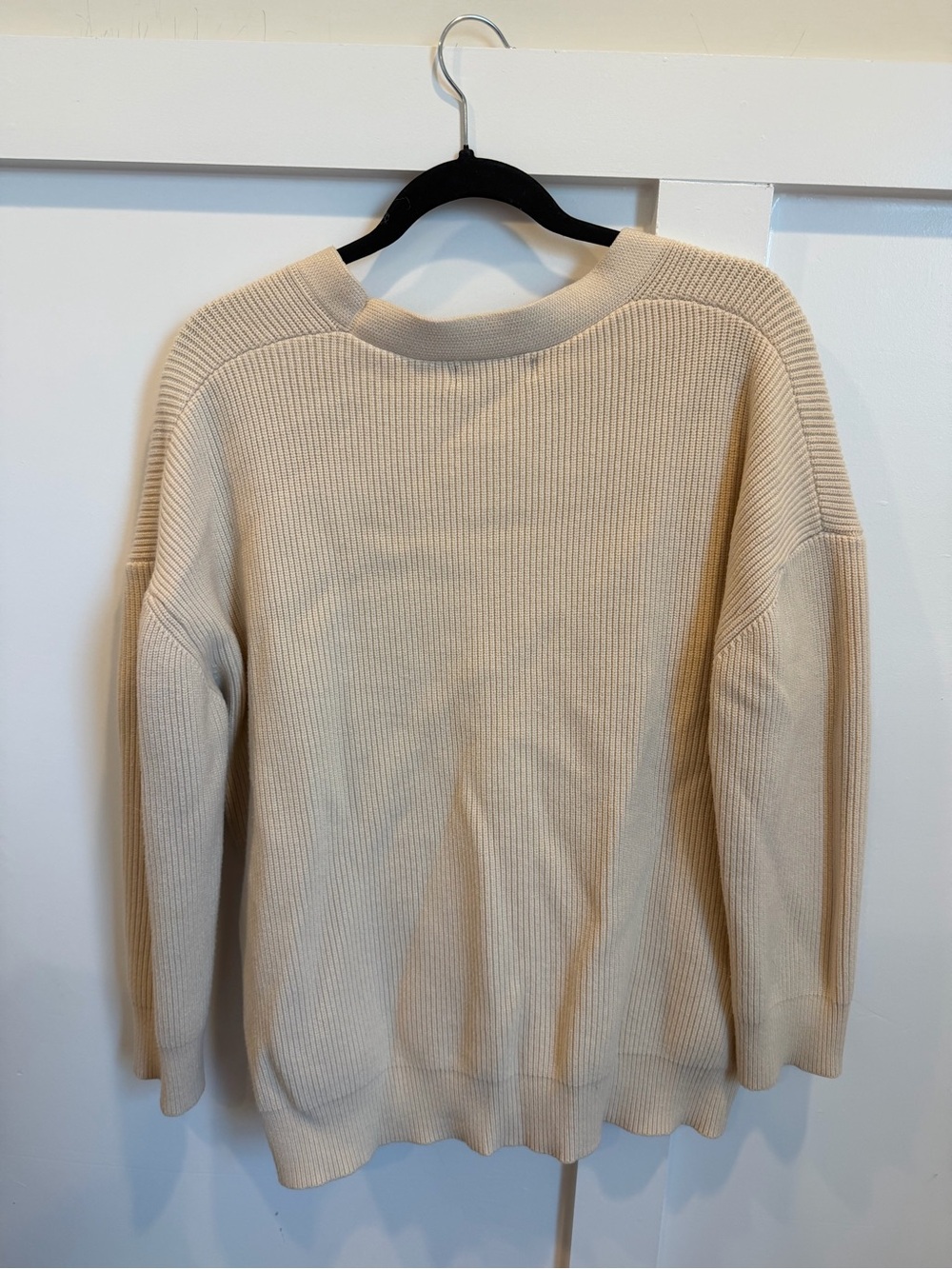 Cream Button-Front Ribbed Cardigan Sweater - Picture 5 of 5